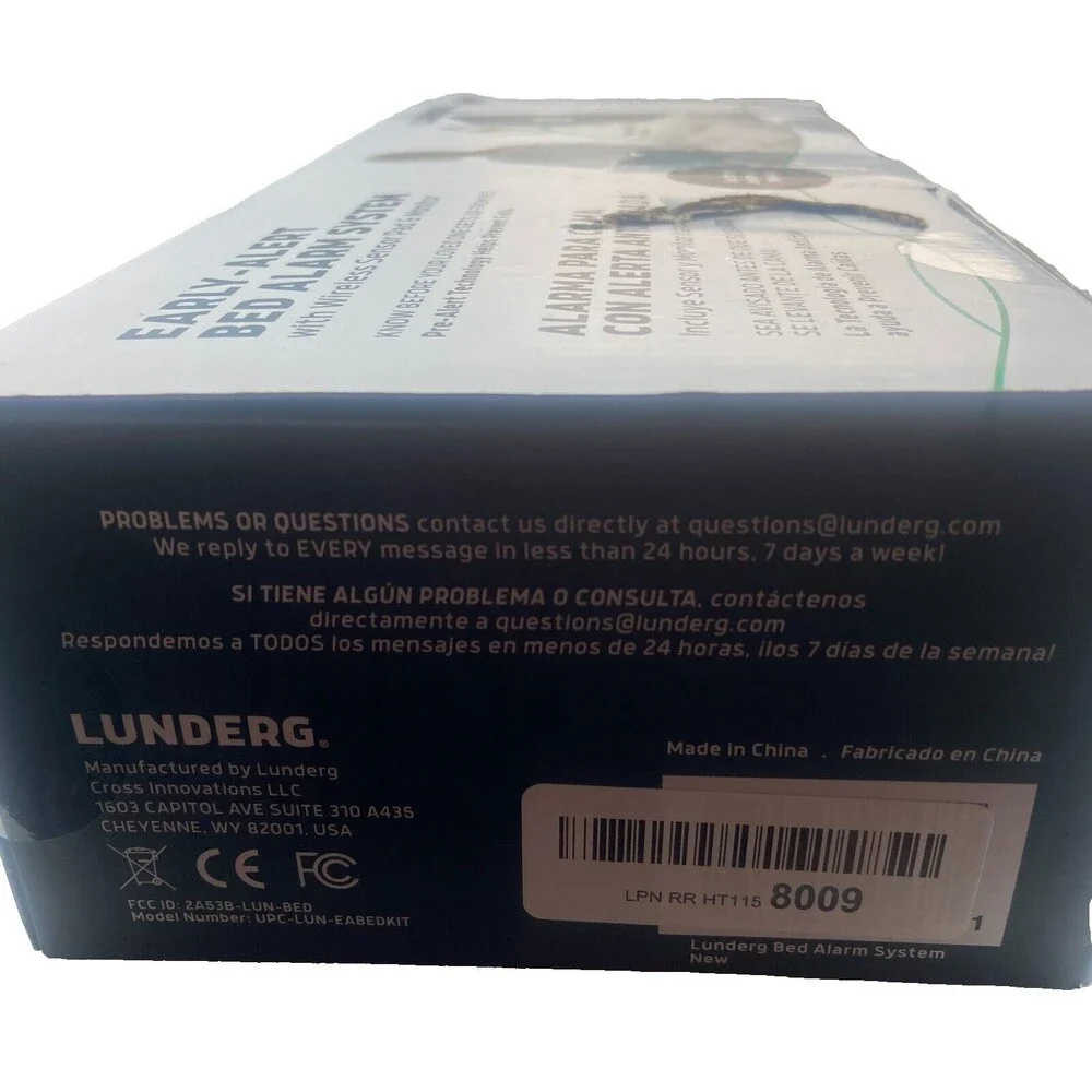 Lunderg Early-Alert Bed Alarm System with Wireless Bed Sensor Pad and Monitor